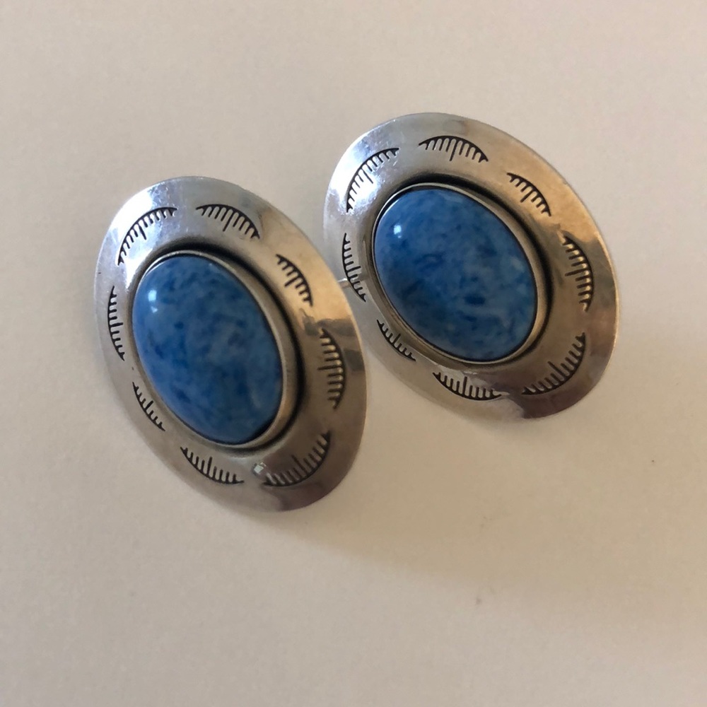 Sterling silver and lapis lazuli post earrings